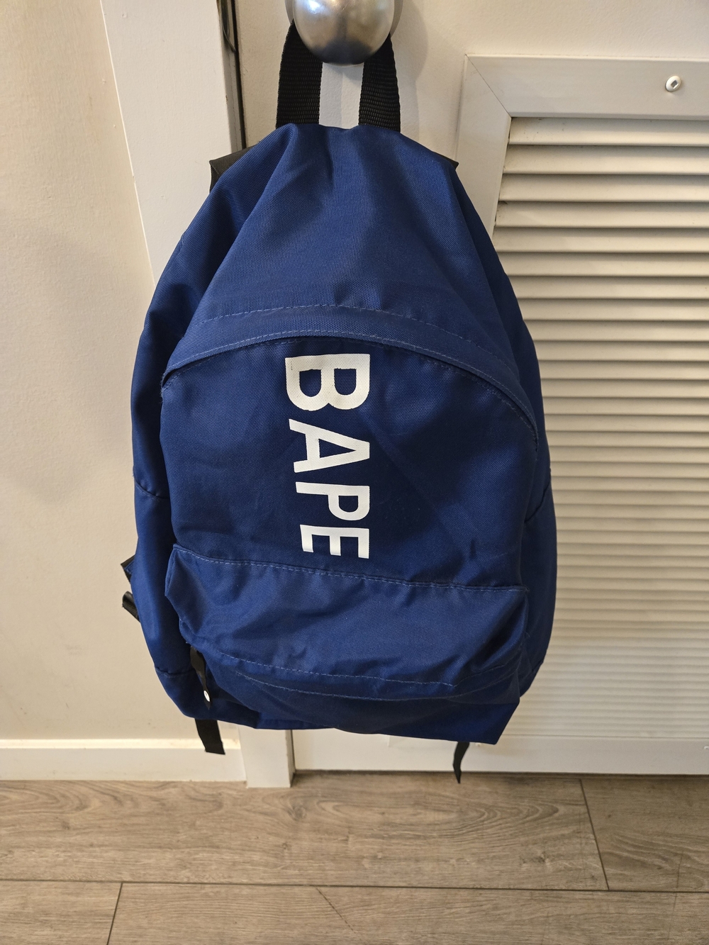 Bape Navy Blue Backpack with White Logo